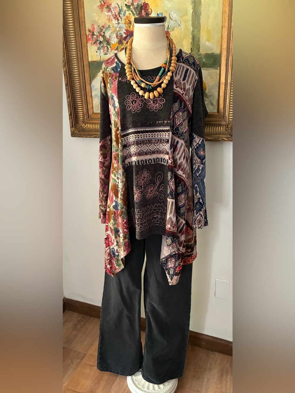 Lagenlook Patchwork Boho Long Sleeved Top